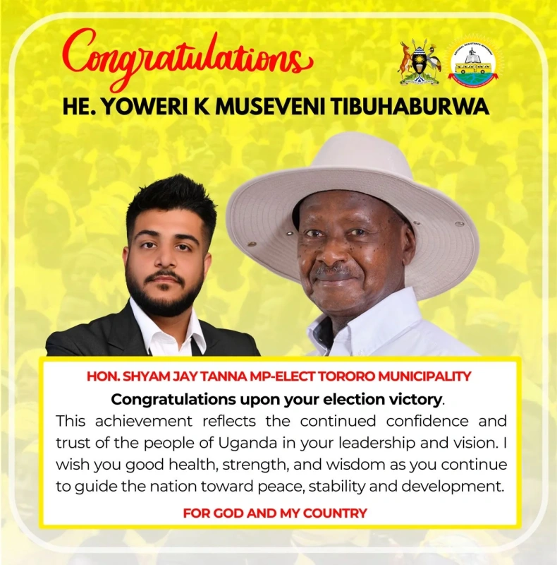 Tororo Municipality MP-Elect Shyam Jay Tanna Congratulates President Museveni Upon Swearing-In